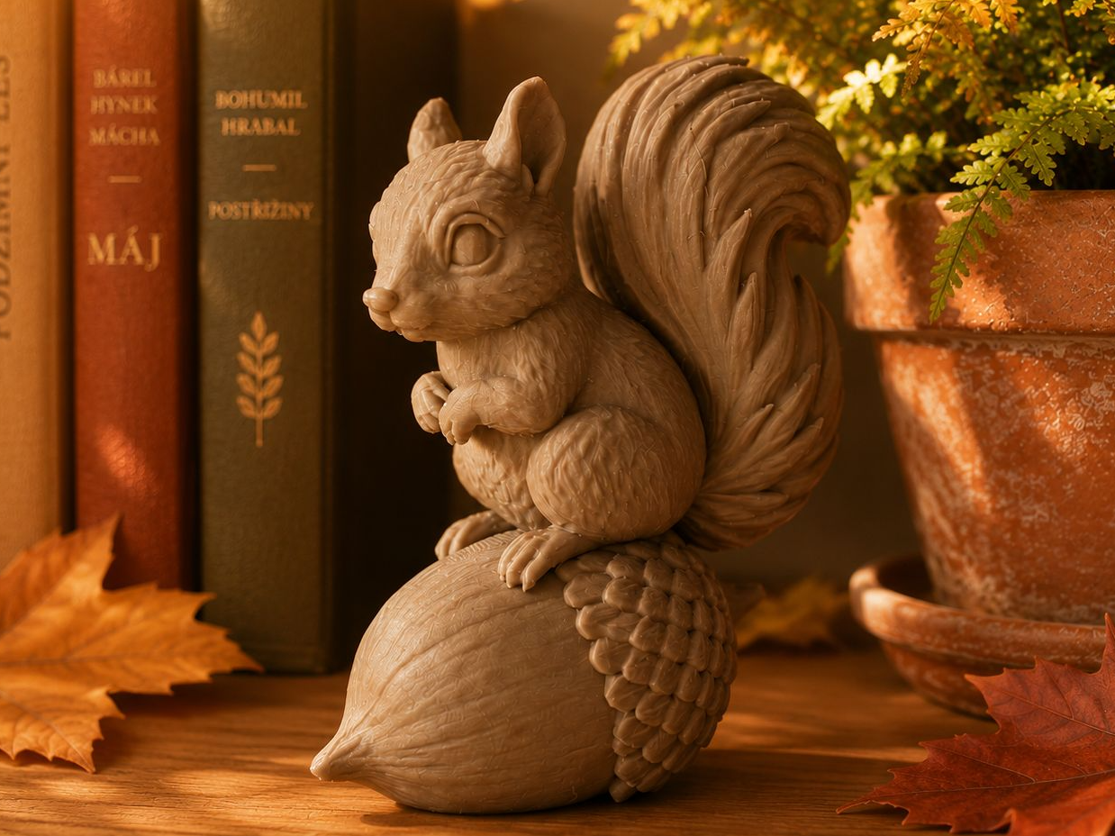Cute Squirrel on Acorn – Woodland Decoration