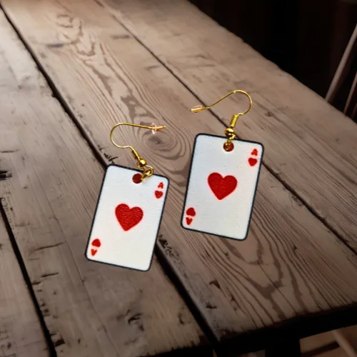 Pendientes de baraja y carta Poker As de corazones view 2