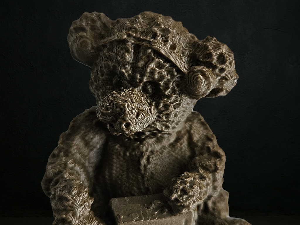 Teddybär mit Kopfhörer und Radio