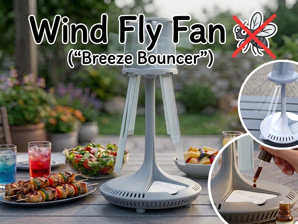 Wind Fly Fan | "Breeze Bouncer" Table Food Guard - 1