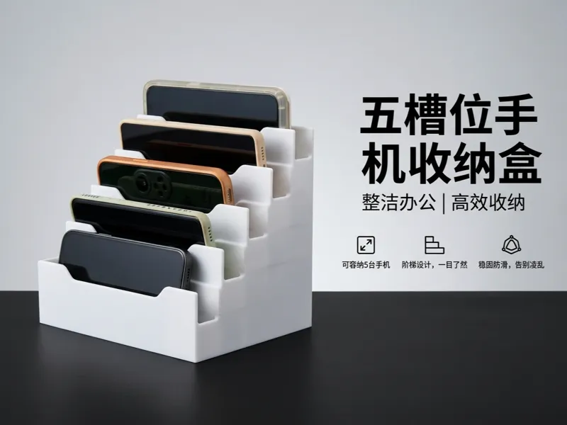 手机排排坐：五口多设备桌面收纳架 (防误触设计)