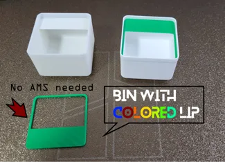 Gridfinity - Bin with colored lip (no AMS needed)