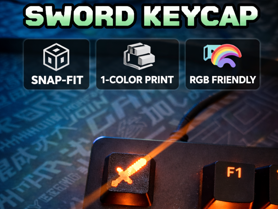 Miniatura 2 do modelo 3D Minecraft-Inspired Sword Keycap