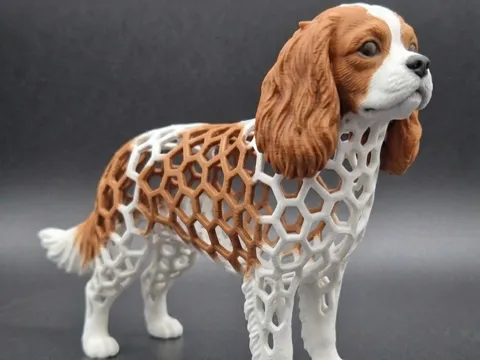 Figura decorativa: Voronoi Cavalier King Charles Spaniel Dog Figure — referencia de MakerWorld