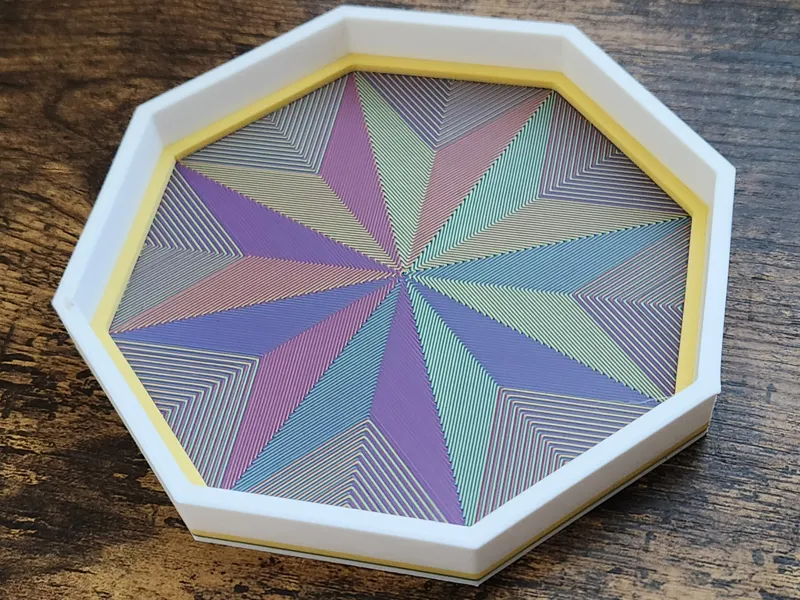 Octogon Catch-all Tray with Star Surface Design