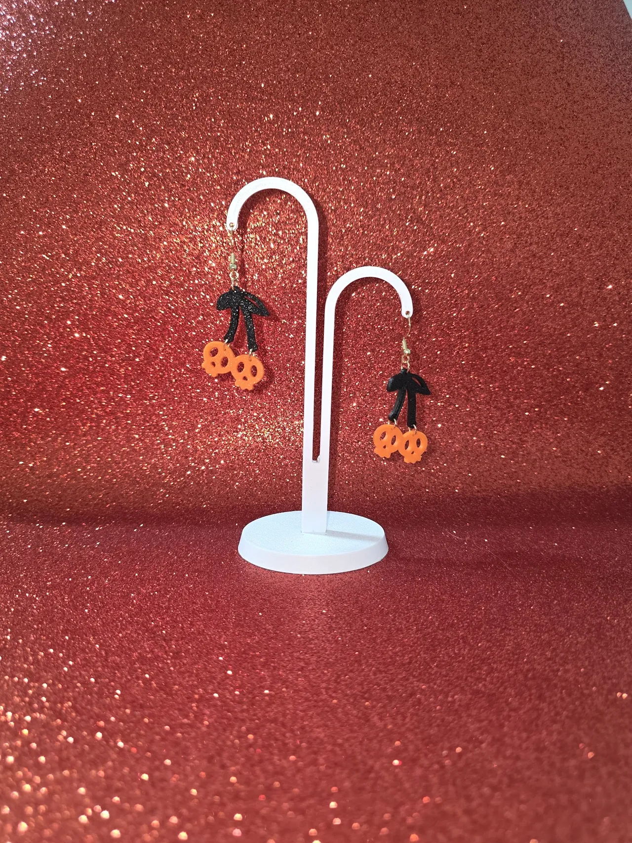 Cherry skulls earrings view 3