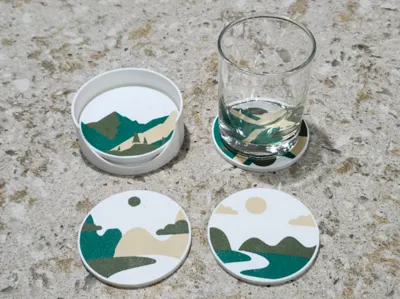 Aesthetic Landscape Coasters + Coaster Holder