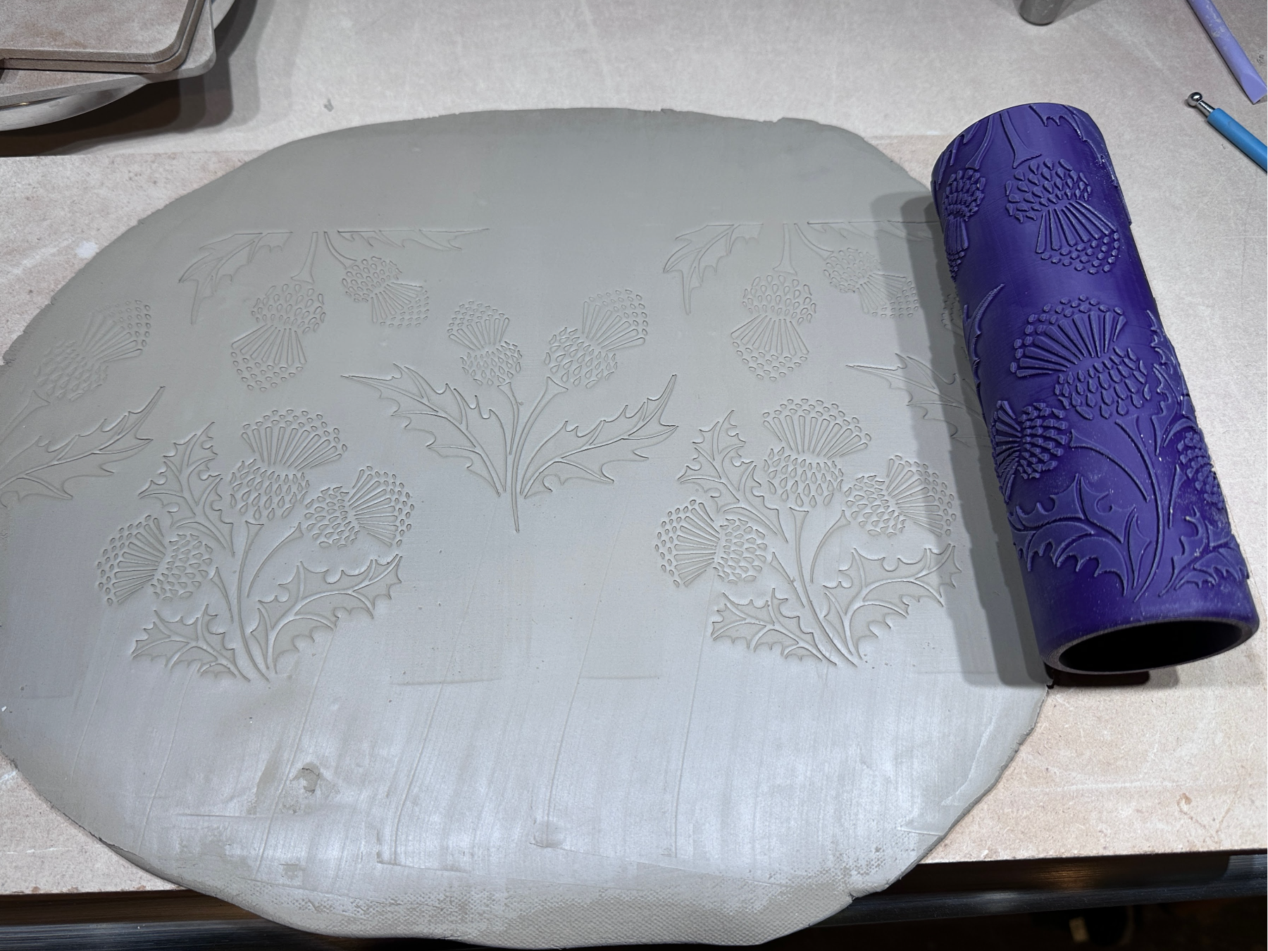 Thistle Clay Roller Seamless Pattern