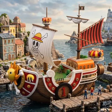 Figura decorativa: Thousand Sunny Pirate Ship Straw Hat Chibi Model — vista de referencia 4