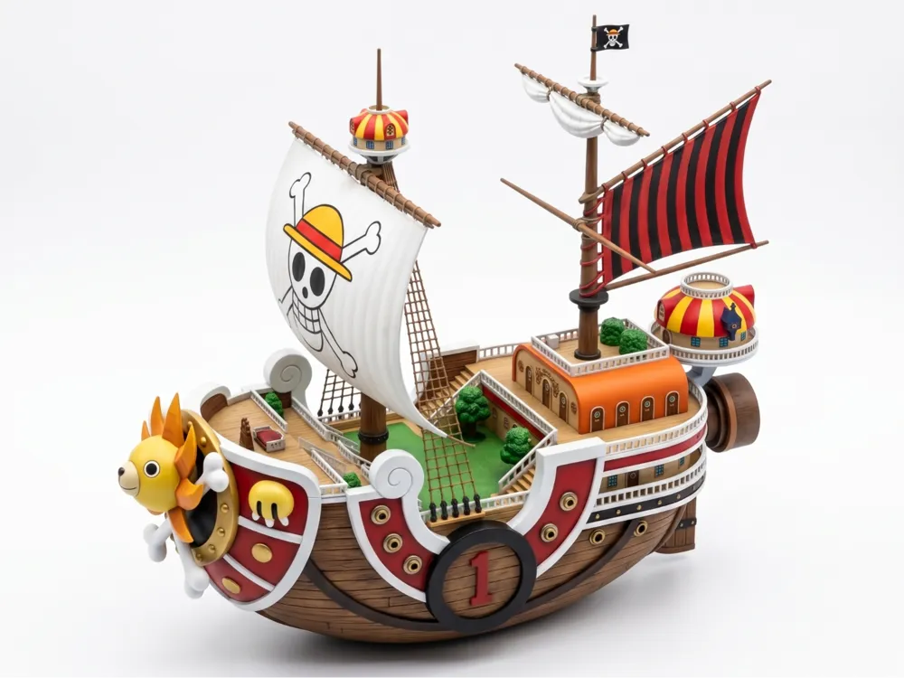 Figura decorativa: Thousand Sunny Pirate Ship Straw Hat Chibi Model. Referencia del modelo original.