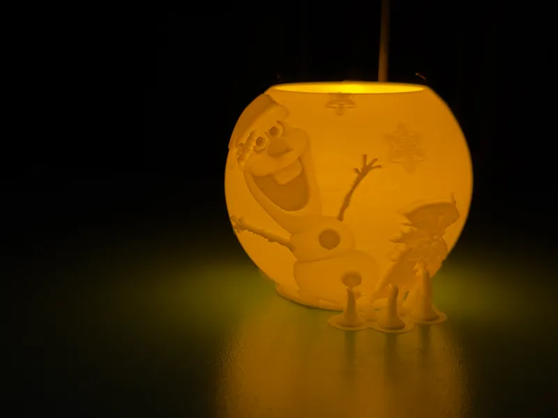 Olaf lithophane, Weihnachtskugel Teelicht version