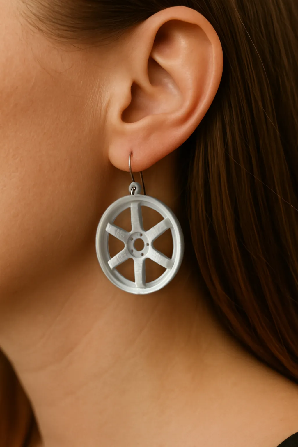 Iconic JDM TE37 wheel rim earrings for car girls view 2