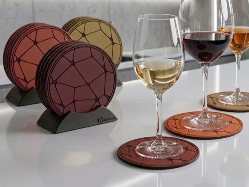 Modern Voronoi Coaster Set with Holder - No AMS