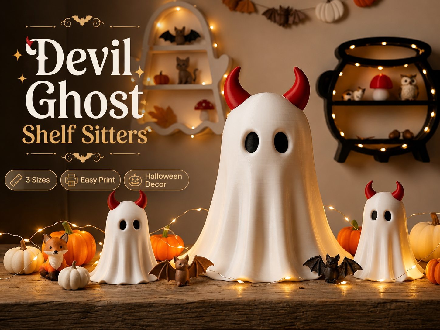 Devil Ghost Shelf Sitter | Halloween Decor 3D model
