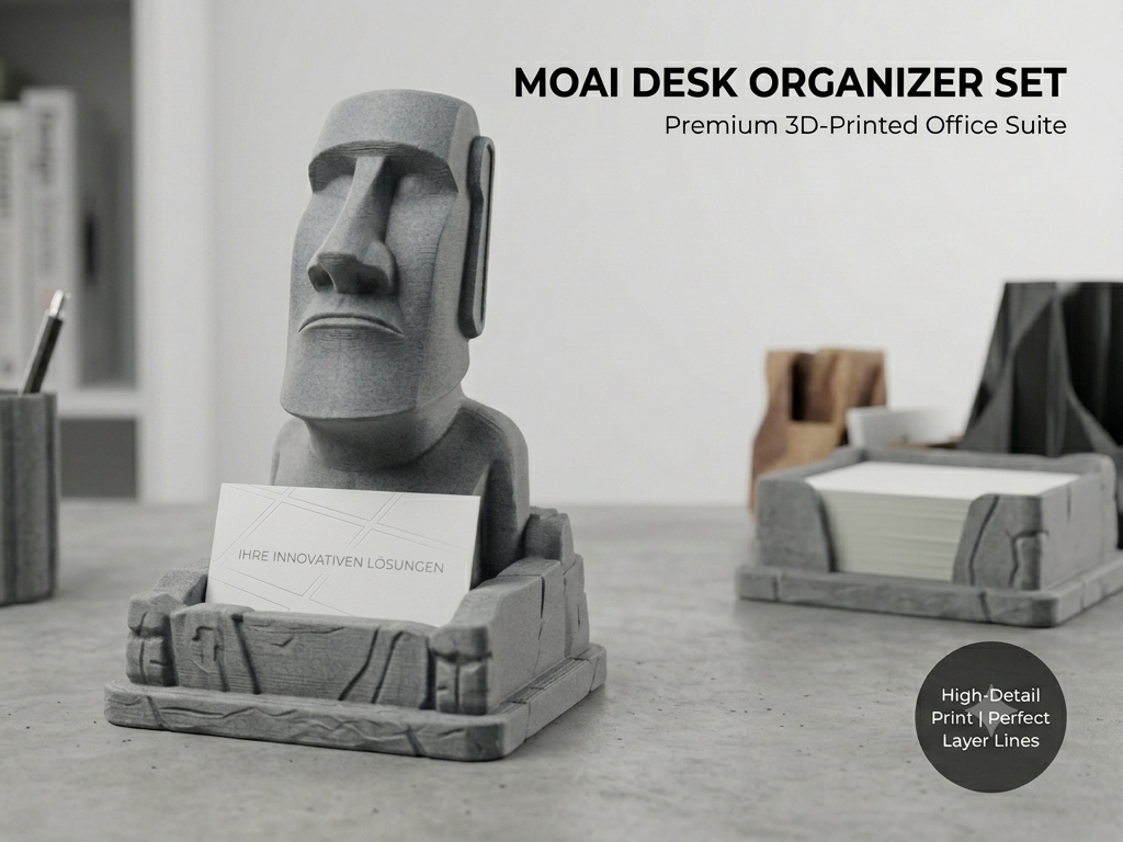 Moai Statue Desk Organizer & Office Suite