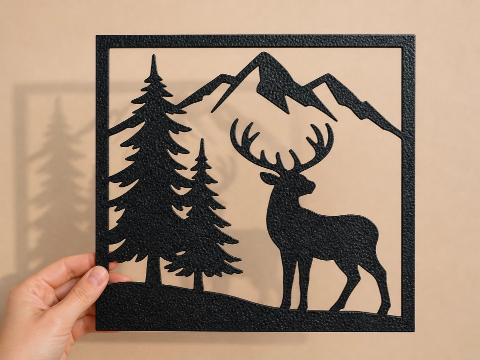 Mountain Deer Wall Art – Nature Frame Decor