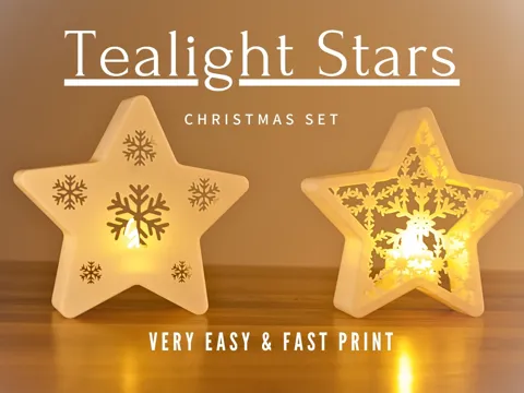 Tealight Christmas Stars Set - Fast Print