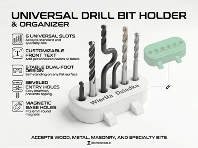 Universal Drill Bit Holder (6mm Magnets)