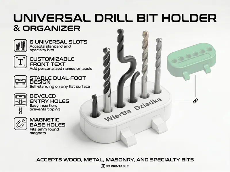 Universal Drill Bit Holder (6mm Magnets)