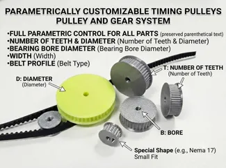 Parametric Belt Pulley Generator (GT2, HTD, T5) 