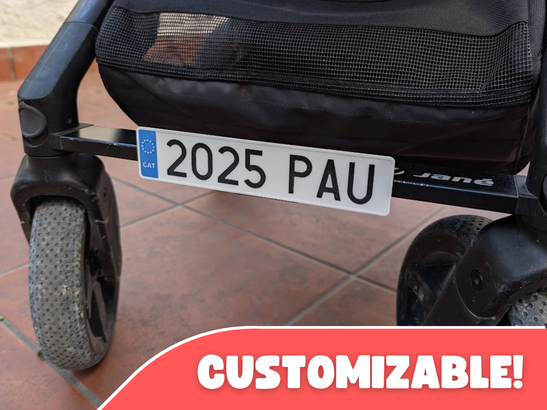 Customizable baby stroller license plate