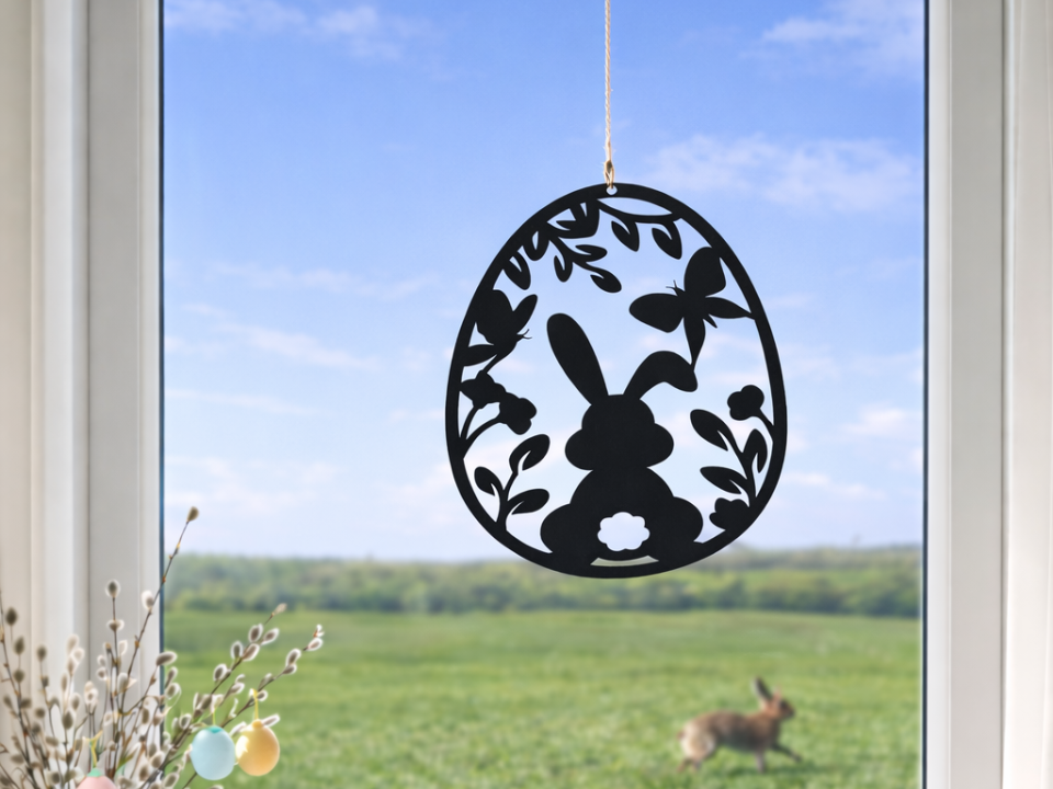 Oster-Fensterbild "Hase im Ei"