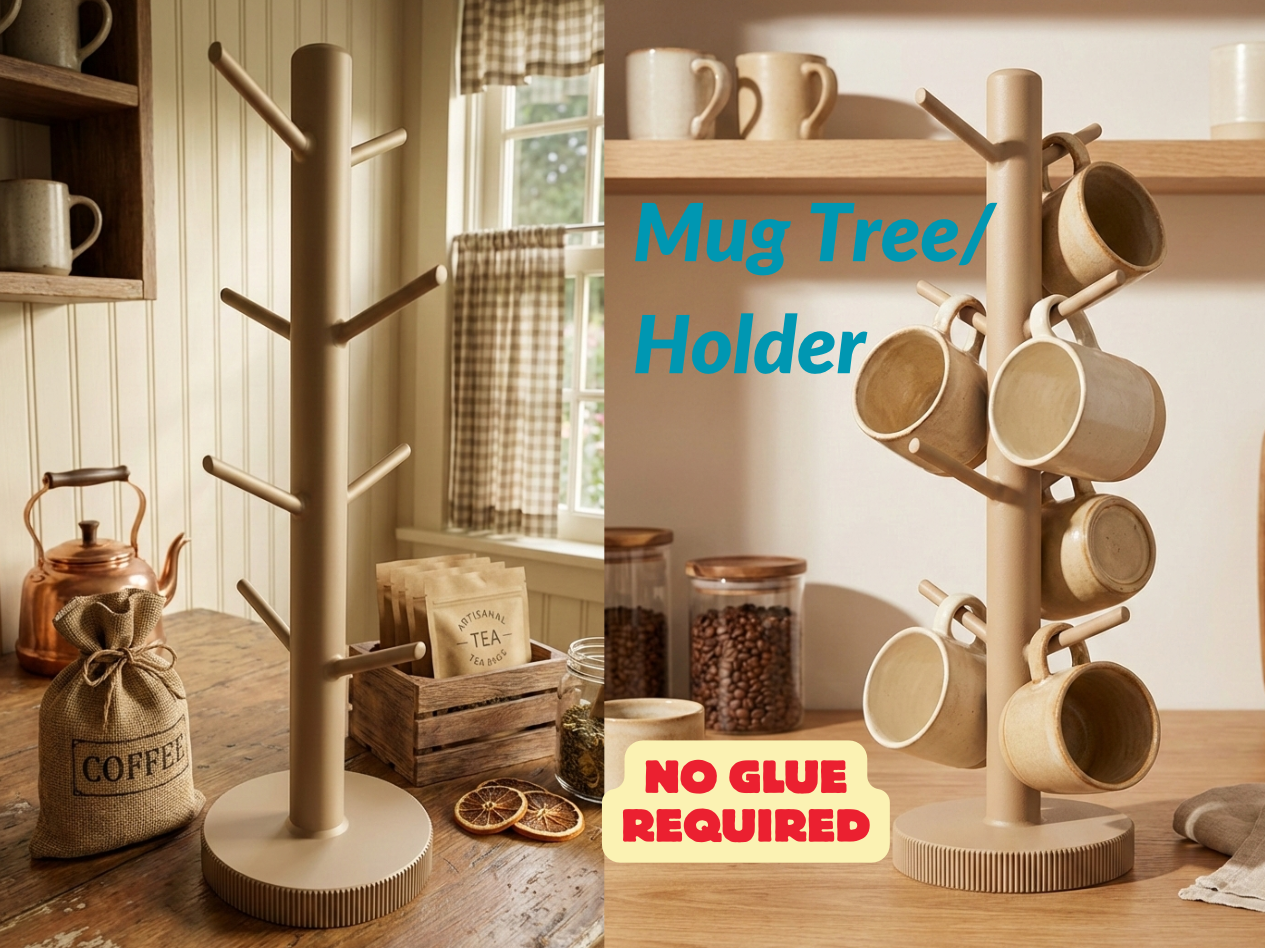 Caneca Tree / Caneca Suporte Organizador — Alto, No Glue
