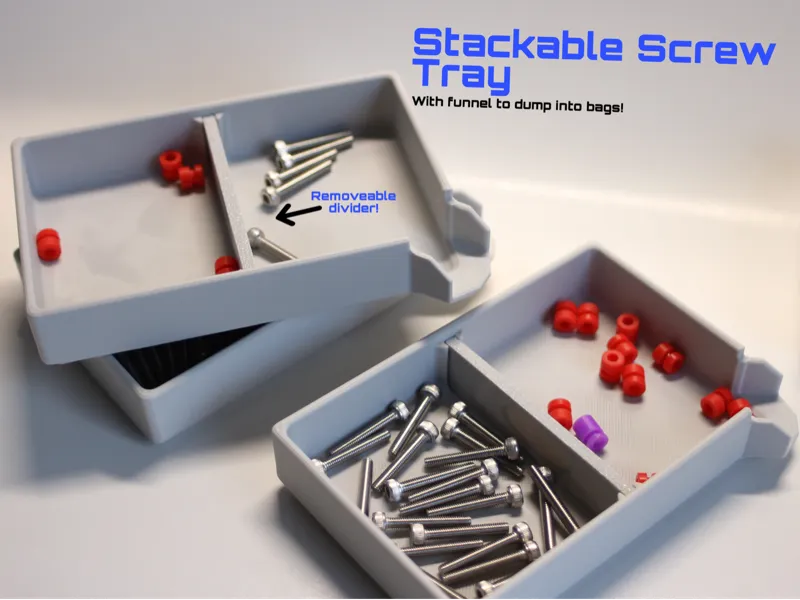 Stackable Screw Tray - With Bag Funnel