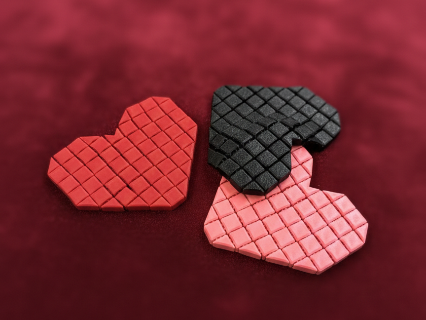 Flexible Geometric Heart – 3D Checkered Napkin