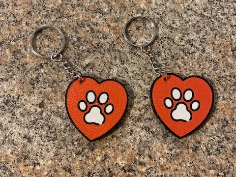 Cute Dog Paw Heart Keychain