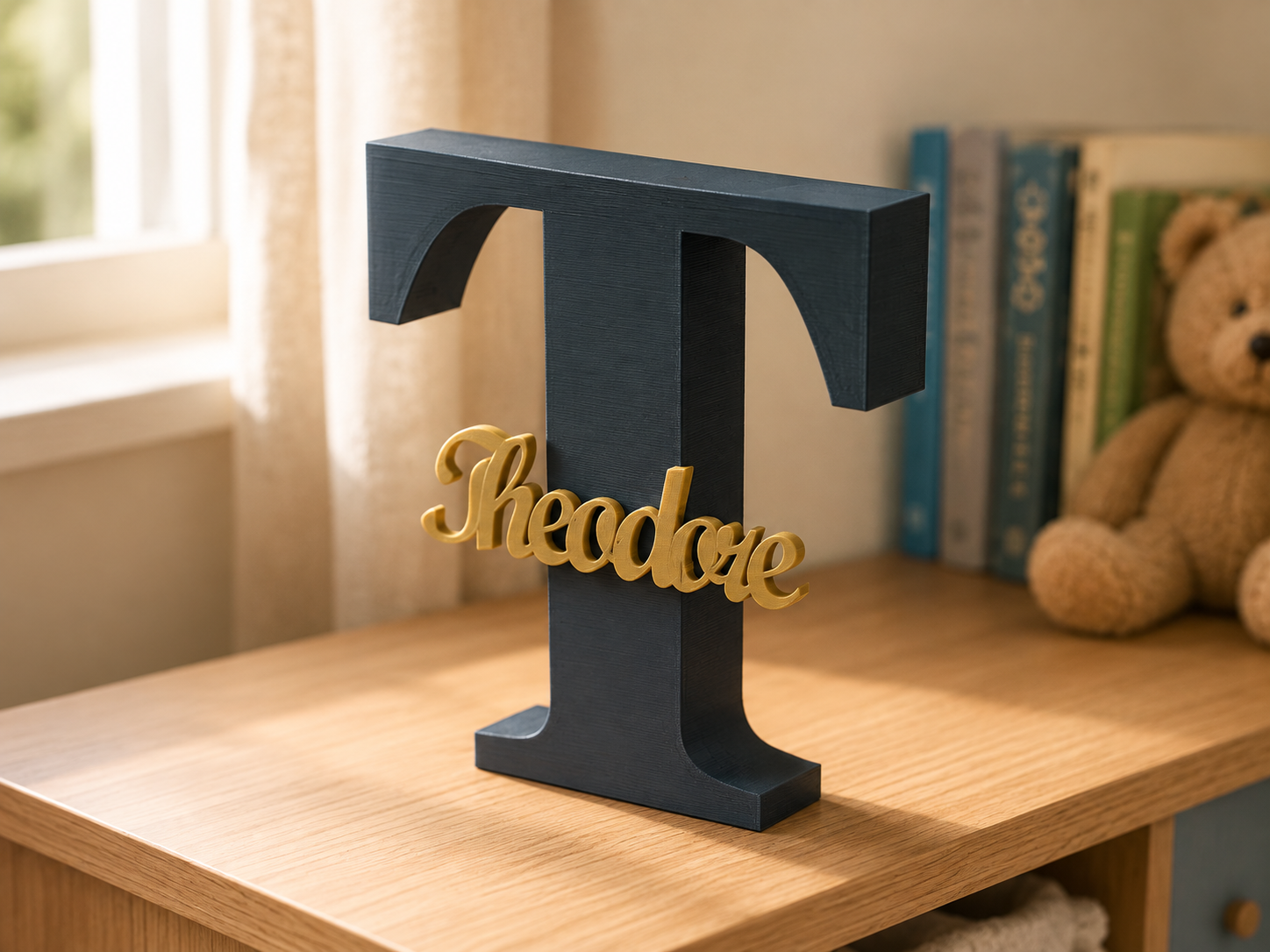 Theodore 3D Name Sign – Two-Color Desk Decor 3D model