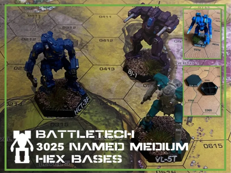 BattleTech 3025 Named Medium Mech Hex Bases