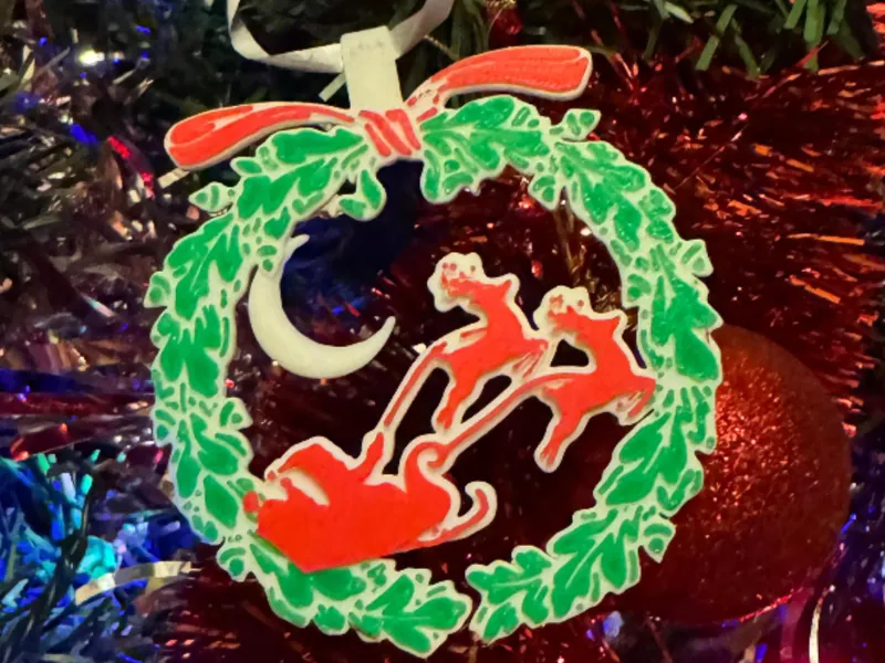 Christmas Ornament - Magical Moon and Reindeer 