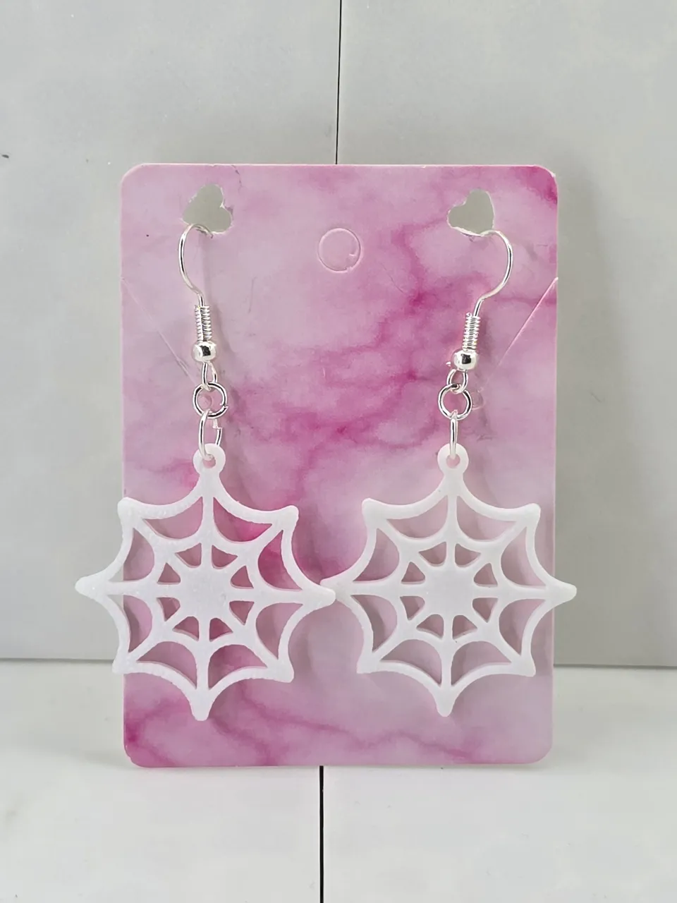 Spider web earrings view 3
