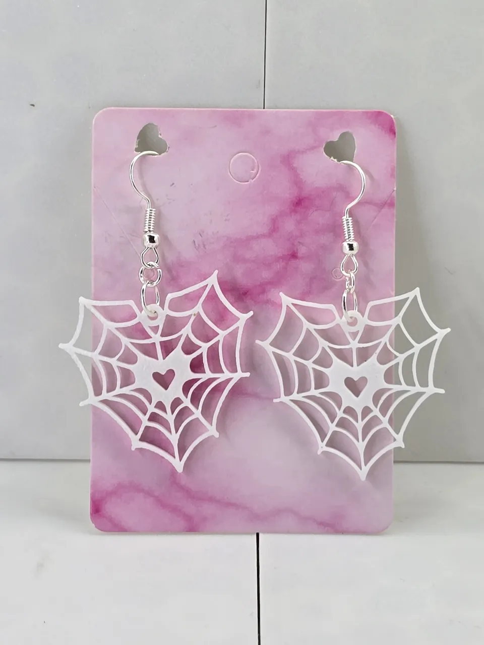 Spider web earrings view 2