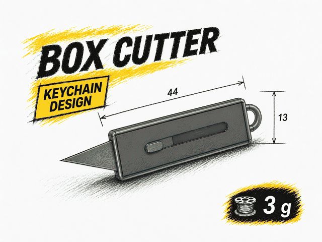 Box cutter utility knife keychain design