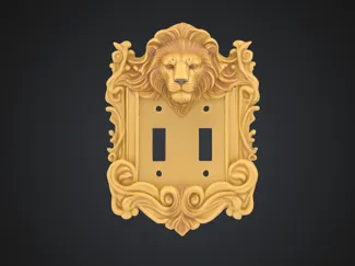 2-Gang Light Switch Cover with 3D Lion