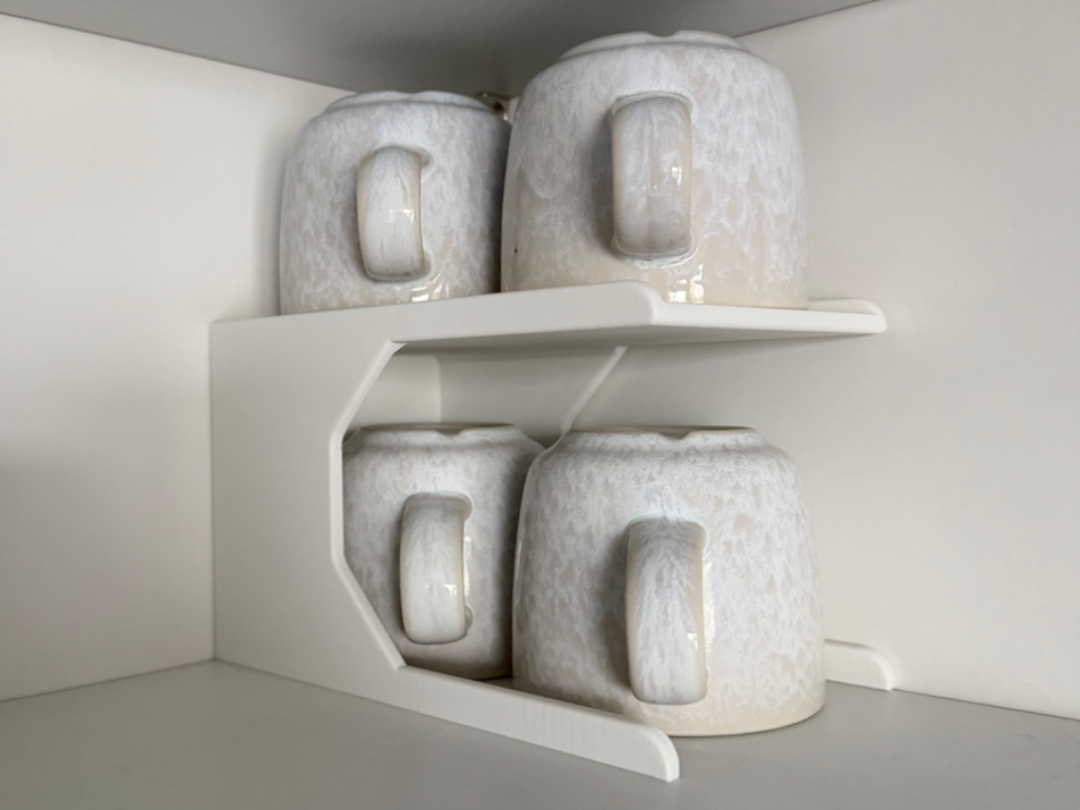Compact Coffee Mug Shelf, no supports