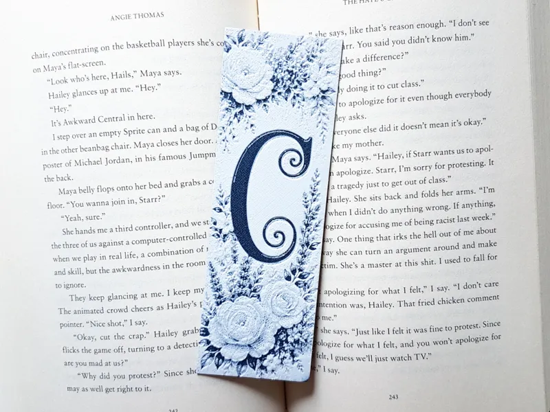 Bookmark, Monogram C, Floral Background, Hueforge