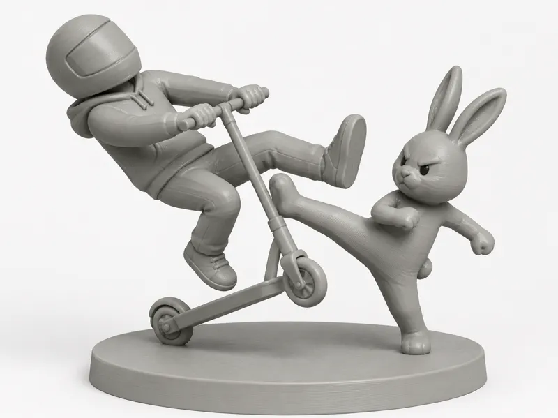 Aggressive Bunny Kicks a Scooter Rider - meme