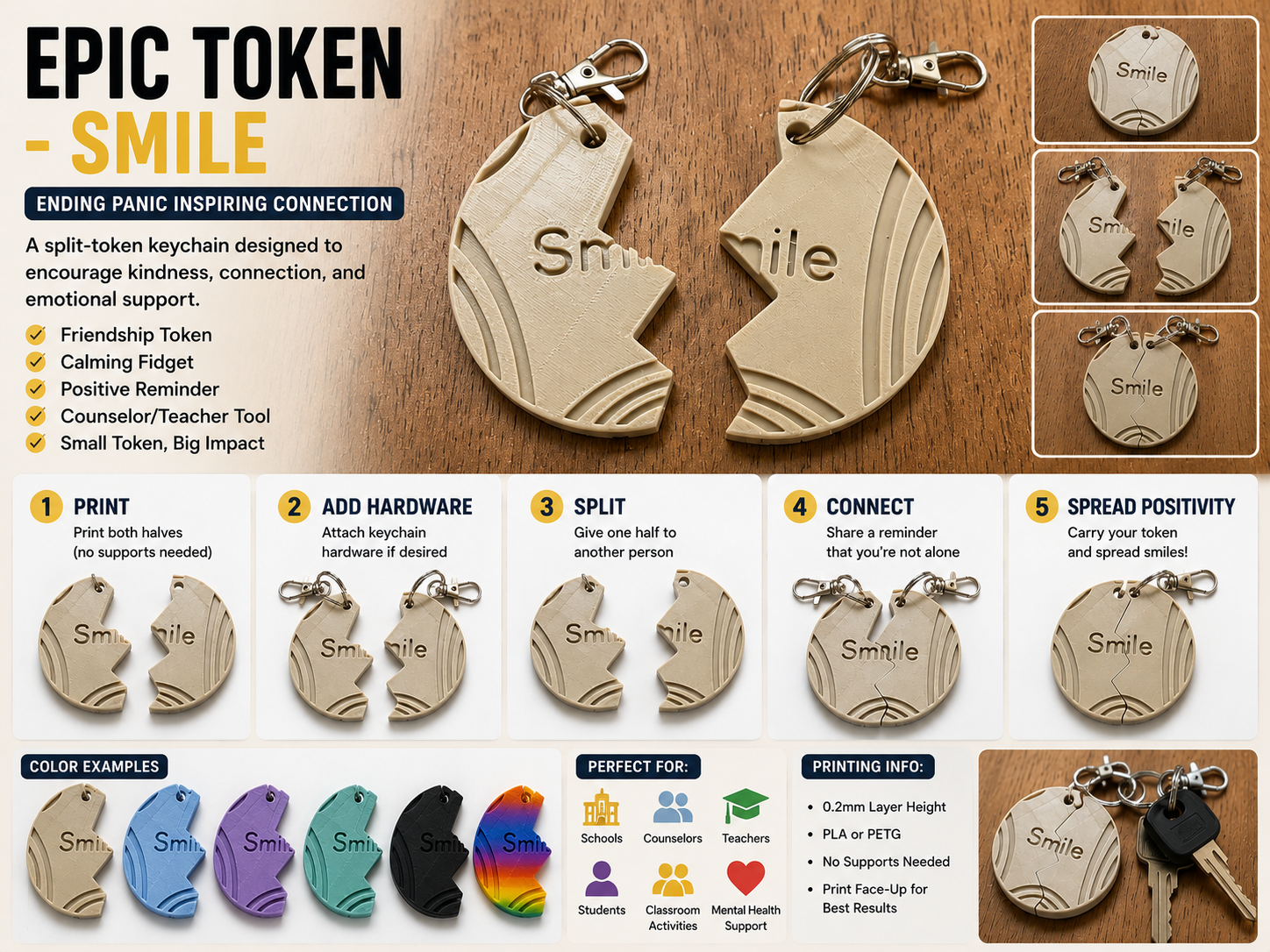 EPIC Token – Smile | Split Friendship Fidget Token
