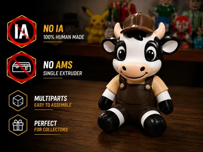 Cute Cow Mascot Figure – Multi-Part No AMS  No AI
