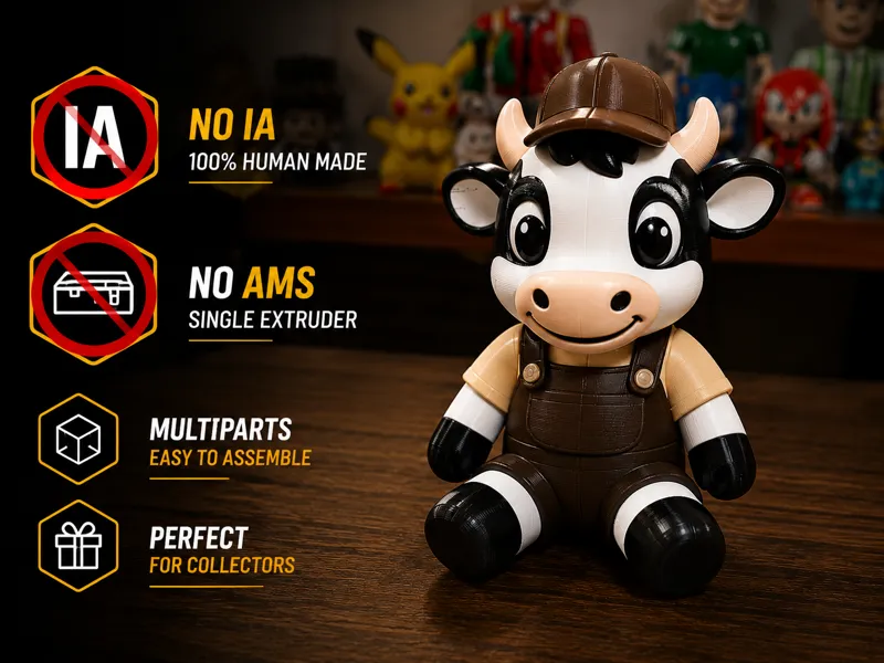 Cute Cow Mascot Figure – Multi-Part No AMS  No AI