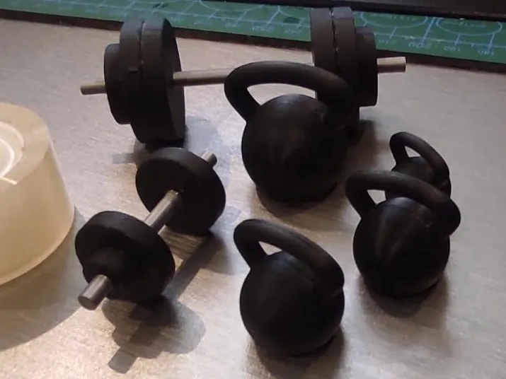 Weight bars and kettlebells