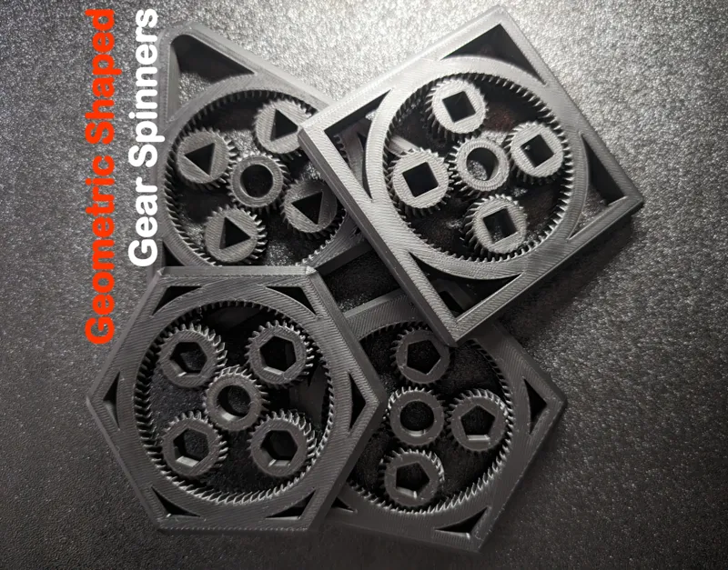 Geometic Shaped Gear Spinners, 4 different designs