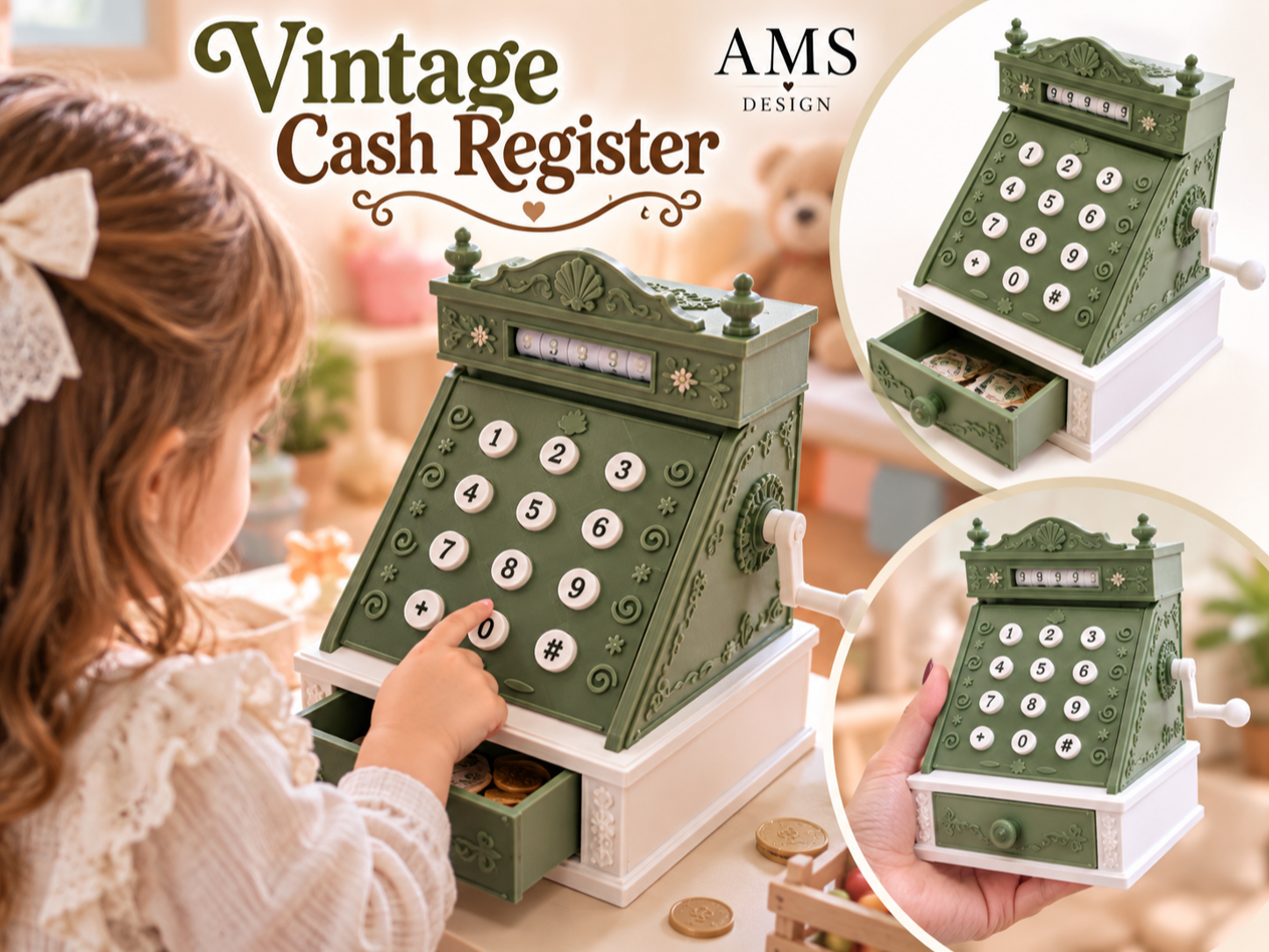 Functional Vintage Cash Register Toy 3D model