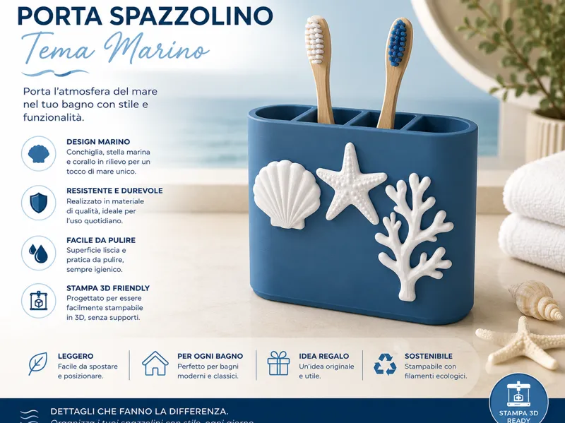 Porta Spazzolini a tema marino