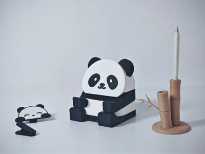 Minimalist Panda Desk Setup Ecosystem | Panda Desktop Phone Stand + Stylus Stand