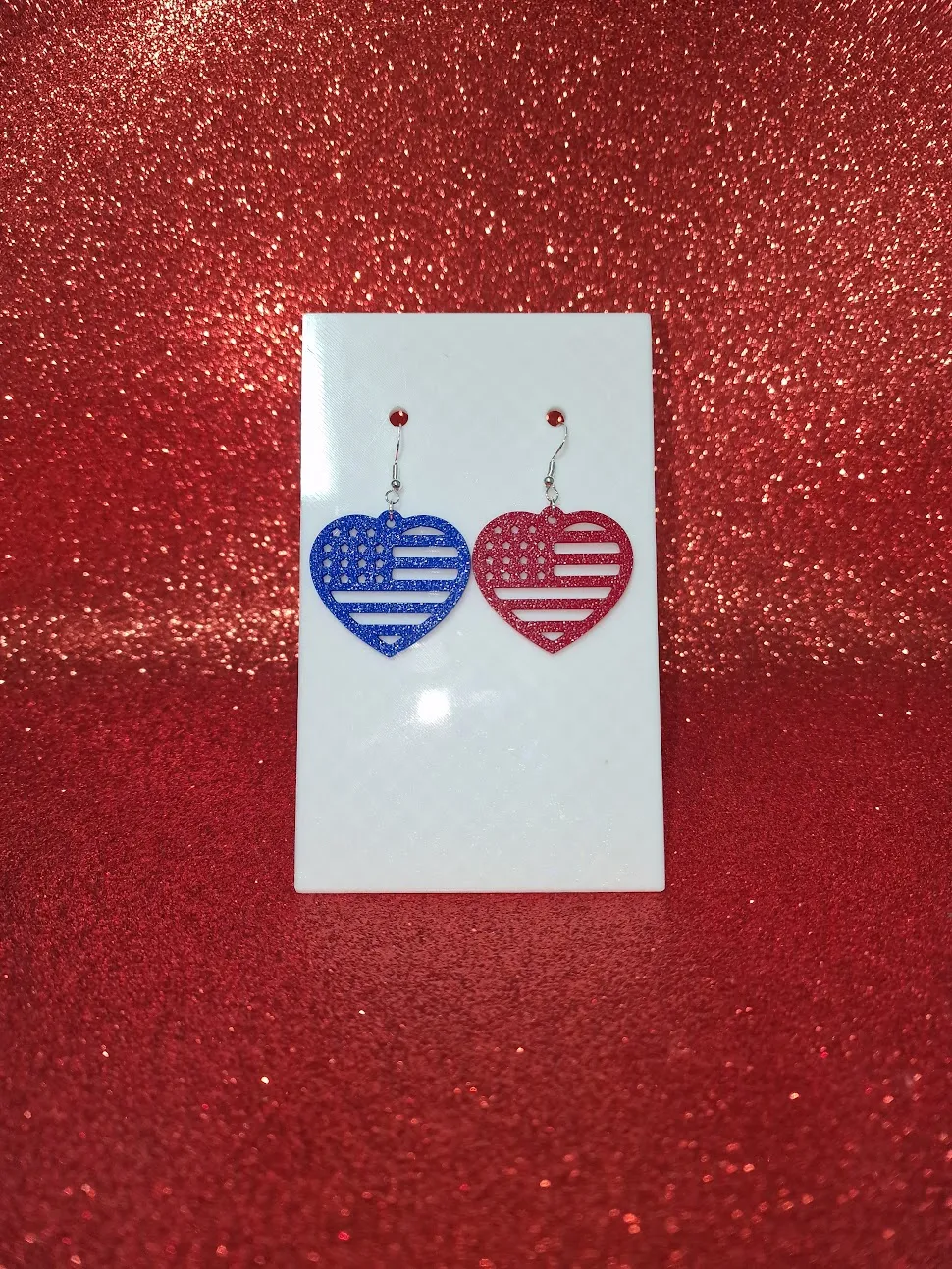 Independence day heart earrings view 2