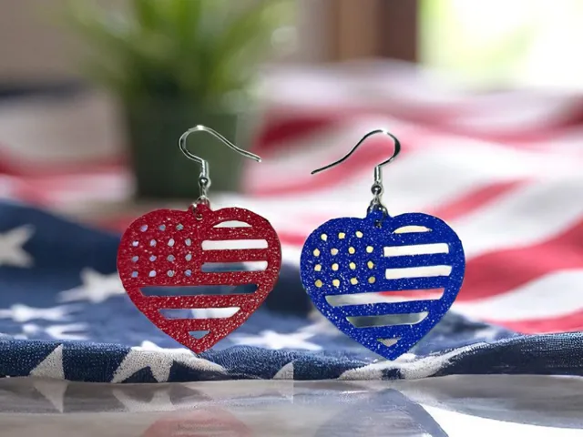 Independence day heart earrings